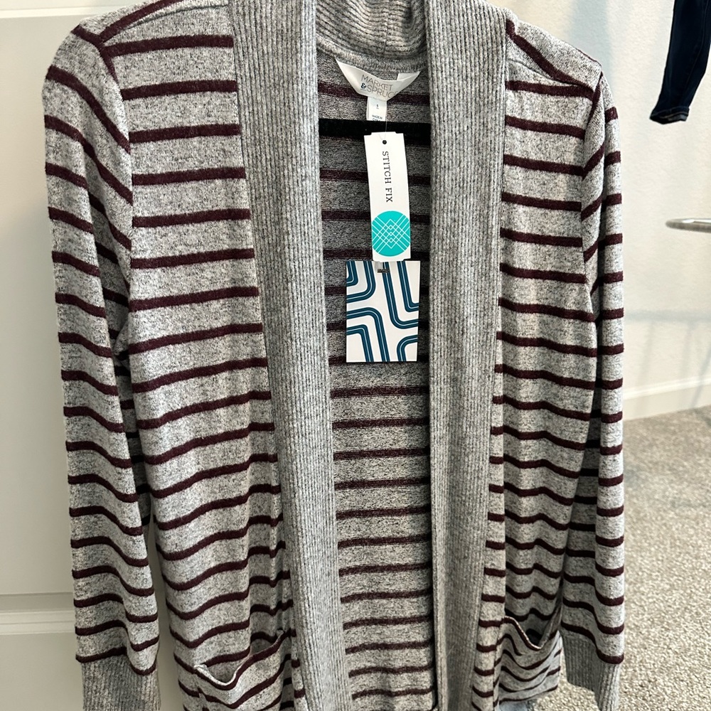 Hallie brushed knit two pocket cardigan, NWT, size S